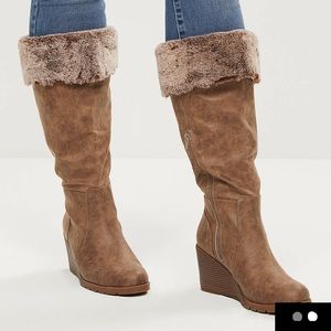 NWOT Lane Bryant tan wedge boots